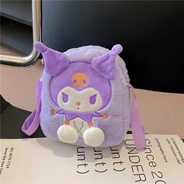 Kawaii Sanrio Plush Shoulder Bags Sanrioed Kuromi Hello Kitty My Melody Messenger Bag Soft Plush Small Square Bag For Girl Gifts