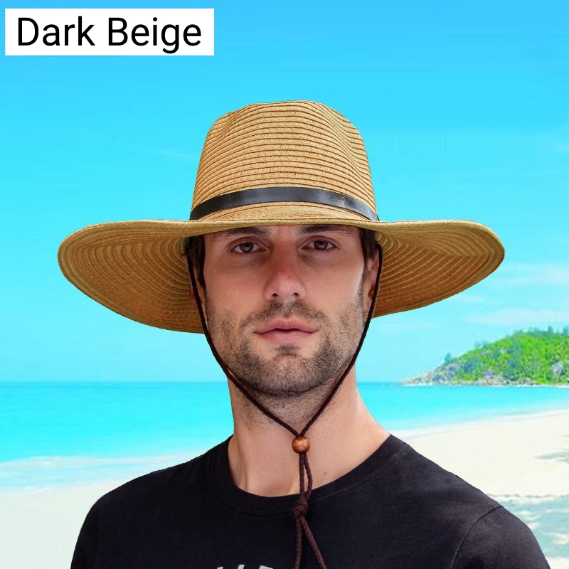 Wide Brim Straw Hat for Men with Large Head Circumference 