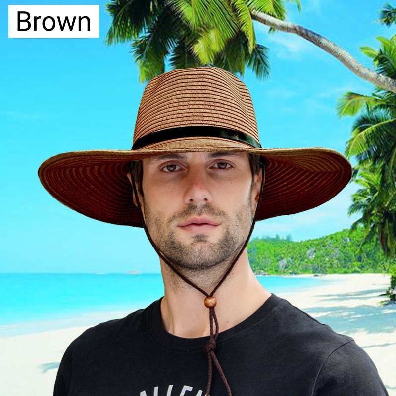 Wide Brim Straw Hat for Men with Large Head Circumference 