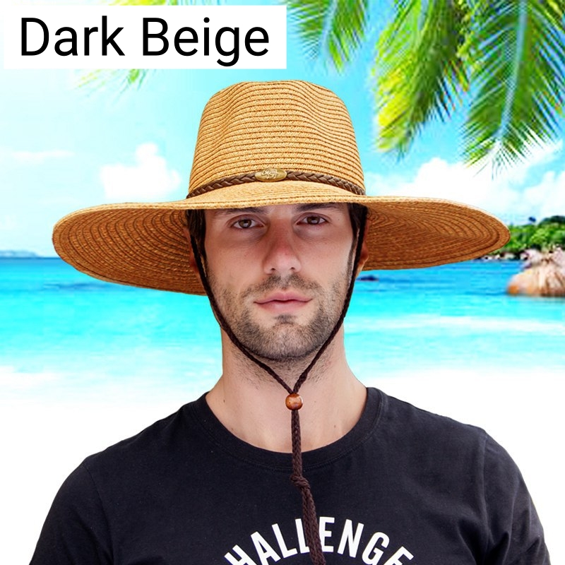 Wide Brim Straw Hat for Men with Large Head Circumference 