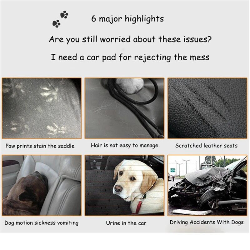 Dog Seat Cover Waterproof Pet Car Seat Cushion Car Rear Back Mat Pet Travel Cat Dogs Cushion Protector With Middle Seat Armrest