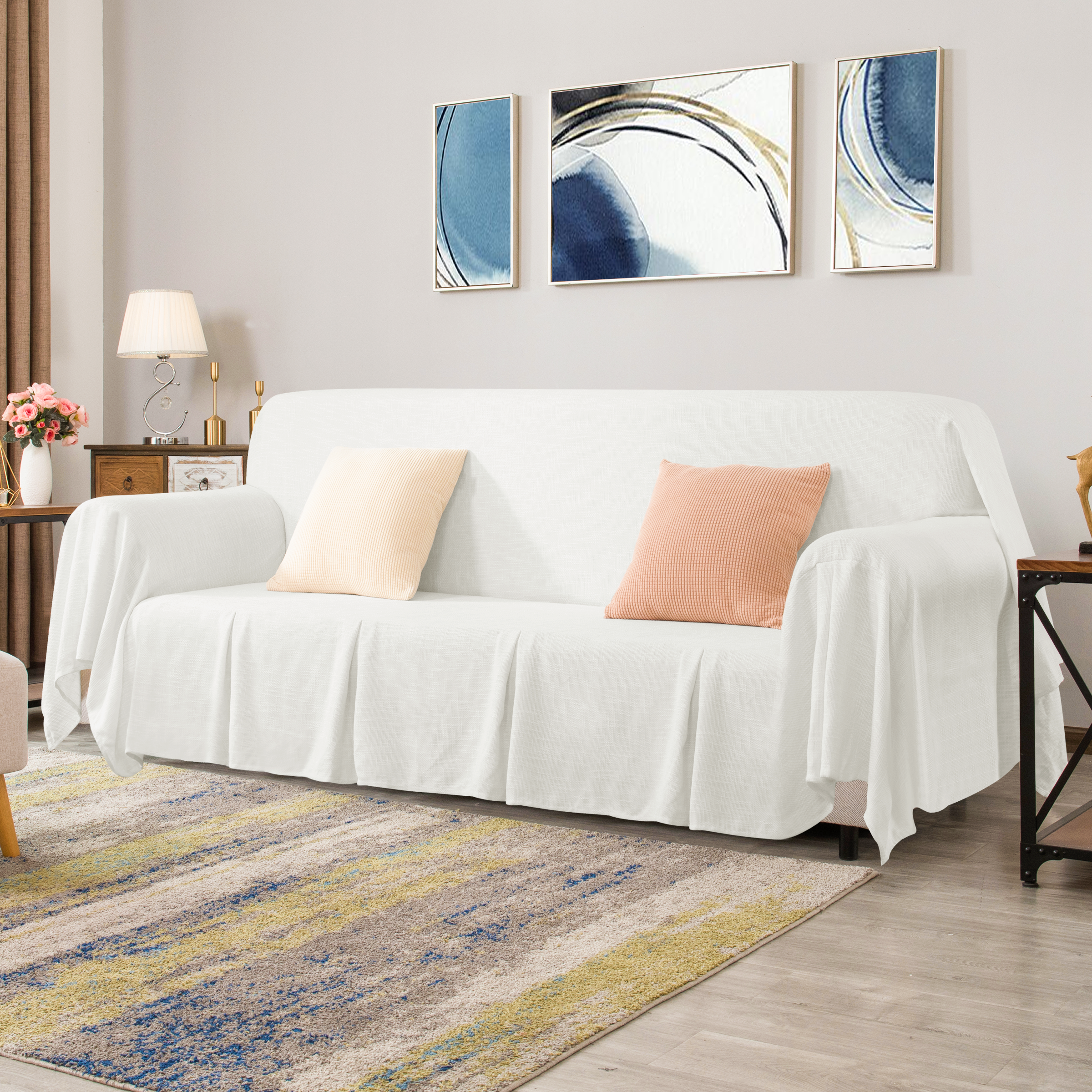 Calum Ruffle Linen Box Cushion Armchair Slipcover