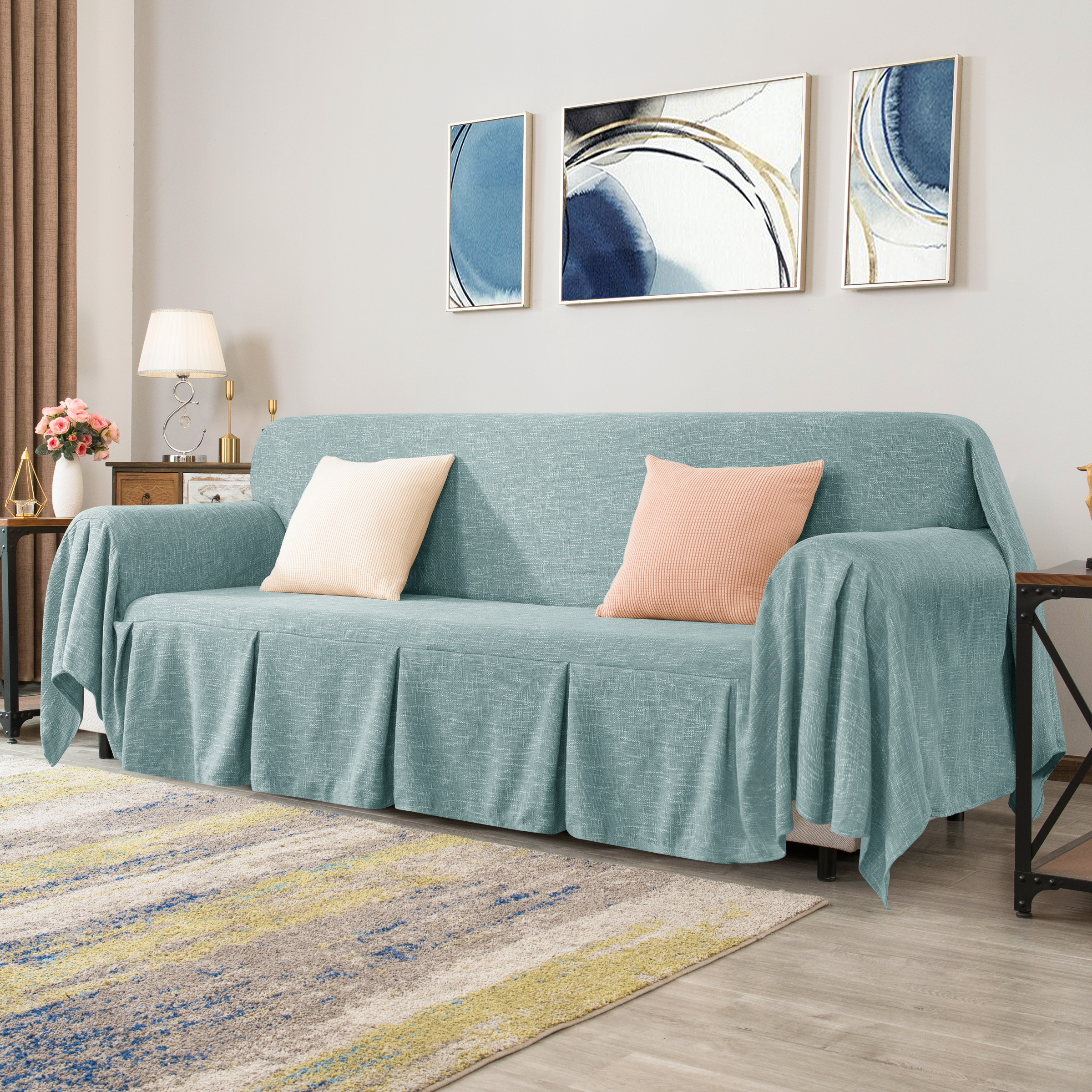 Calum Ruffle Linen Box Cushion Armchair Slipcover