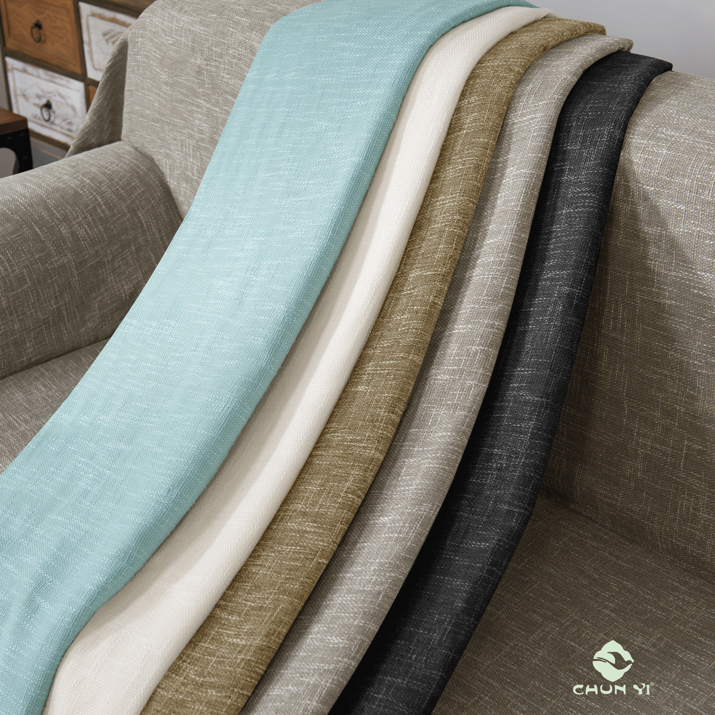 Calum Ruffle Linen Box Cushion Armchair Slipcover