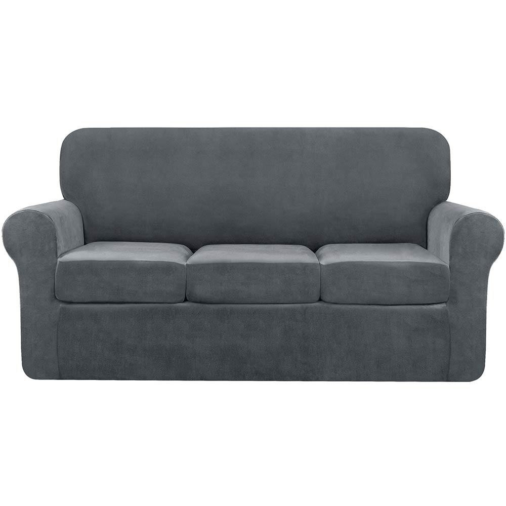 Anita Mid-Century Velvet Plush Stretch Sofa Cover