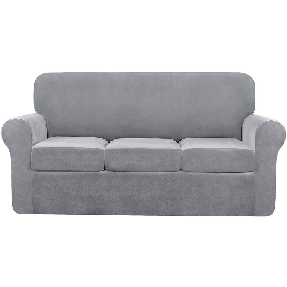 Anita Mid-Century Velvet Plush Stretch Sofa Cover