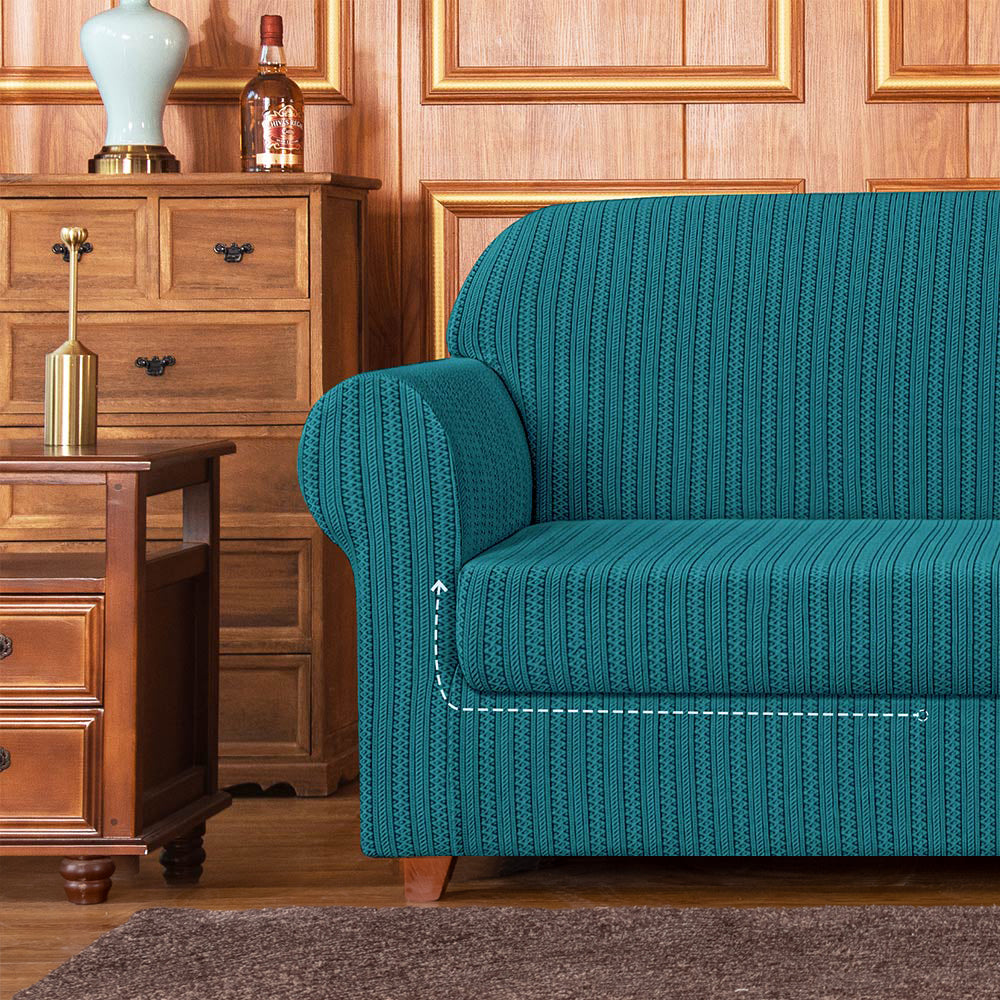Donna Knit and Stripes Stretch Sofa Slipcovers