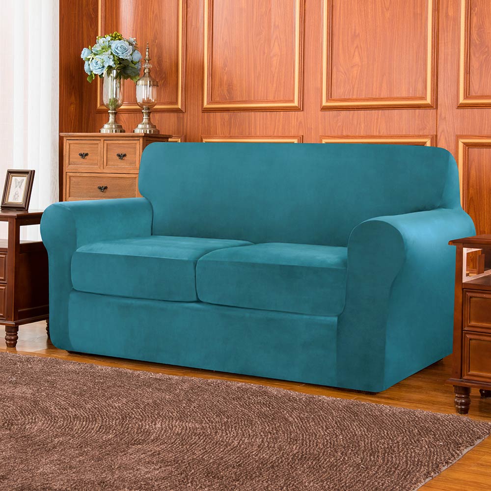 Anita Mid-Century Velvet Plush Stretch Sofa Cover