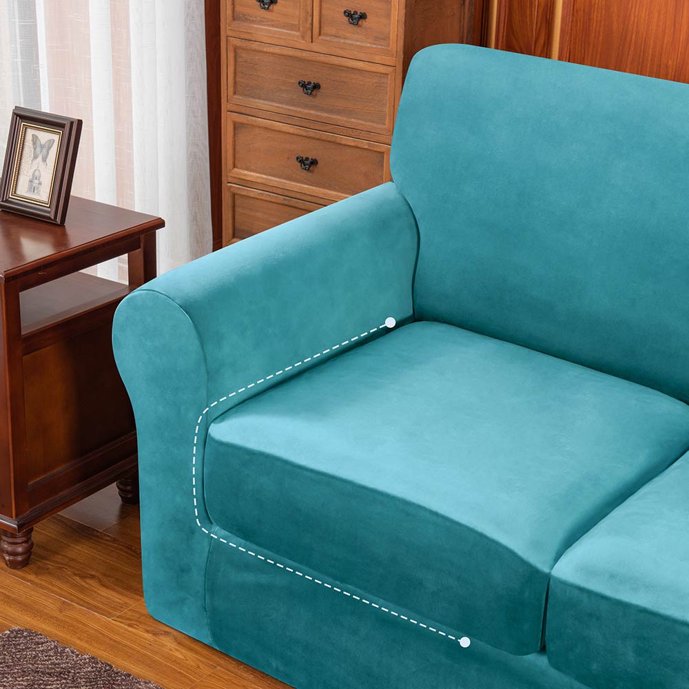 Anita Mid-Century Velvet Plush Stretch Sofa Cover