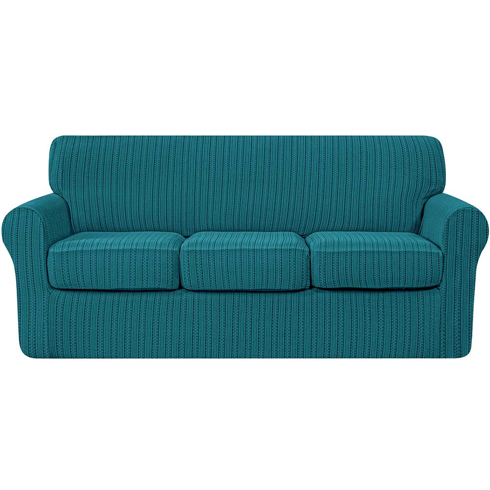 Maurice Retro Knit & Stripes Stretch Sofa Cover