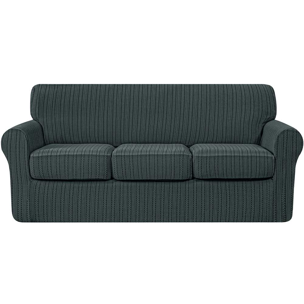 Maurice Retro Knit & Stripes Stretch Sofa Cover