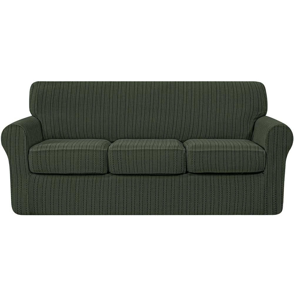 Maurice Retro Knit & Stripes Stretch Sofa Cover