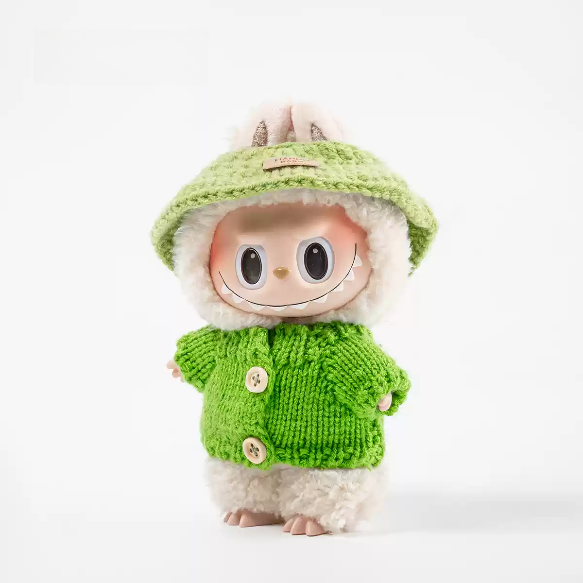 Labubu Outfits: Green Fuzzy Jacket and Hat Set (No Doll Included)
