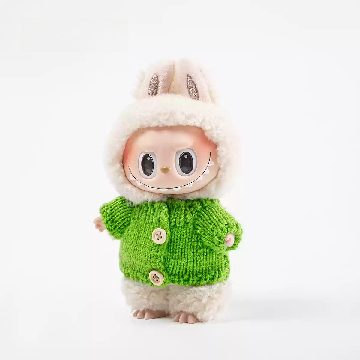 Labubu Outfits: Green Fuzzy Jacket and Hat Set (No Doll Included)