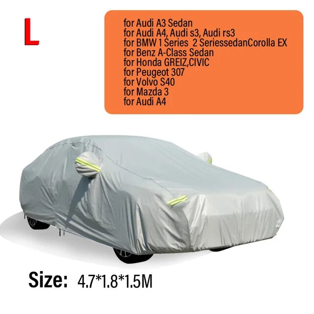 All Seasons Full Car Cover Outdoor Indoor UV Protection Sunscreen Heat Protection Dustproof Scratch-Resistant Sedan Suit