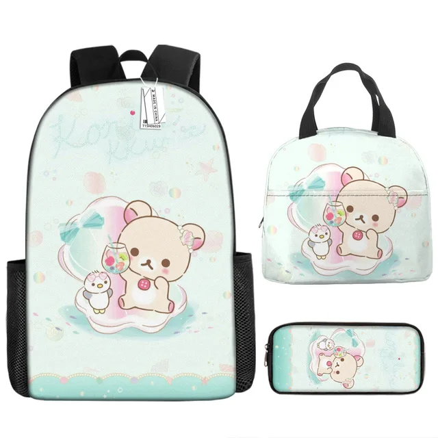 3pcs/set Kids Sanrio Hello Kitty Series Backpack Pencil Case Meal Bag Air Cushion Harness Waterproof Spine Protection Schoolbag