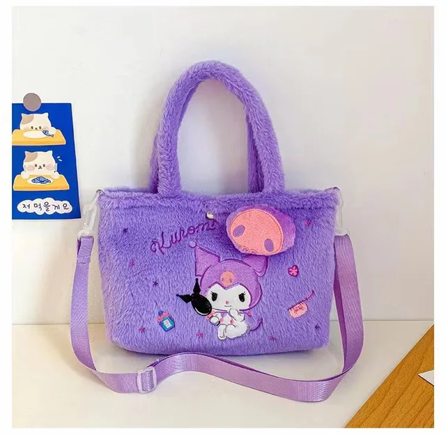 Anime Sanrio Plush Bag Cinnamoroll Crossbody Bag Kuromi Children Backpack Melody Handbag Hello Kitty Shoulder Bag Kids Toys Gift