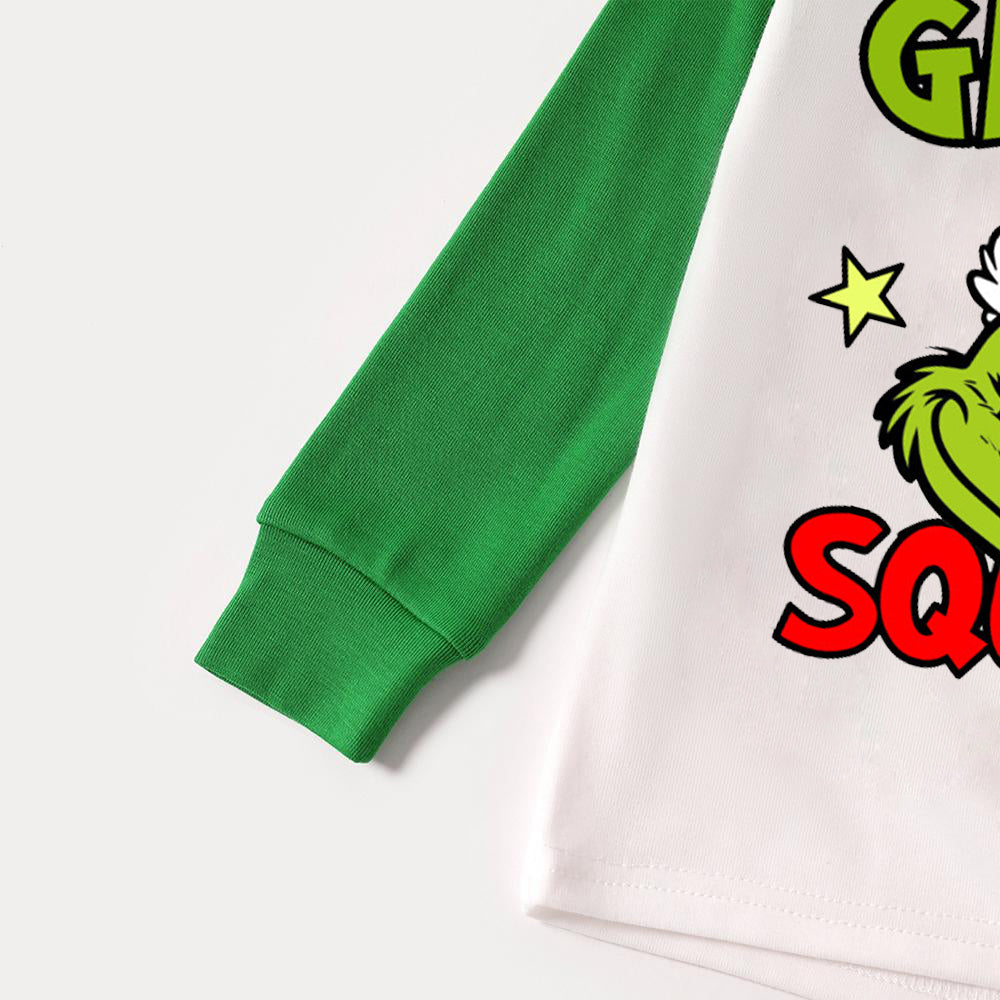 Christmas Cartoon and Letter Print Family Matching Raglan Long-sleeve Pajamas Sets