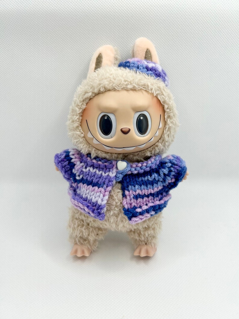 Labubu outfits Cozy Knitted Plush Set – Technicolor/Tutti Fruiti/Festa/Purple Haze/Red/Lavender/Light Peach (No Doll Included)