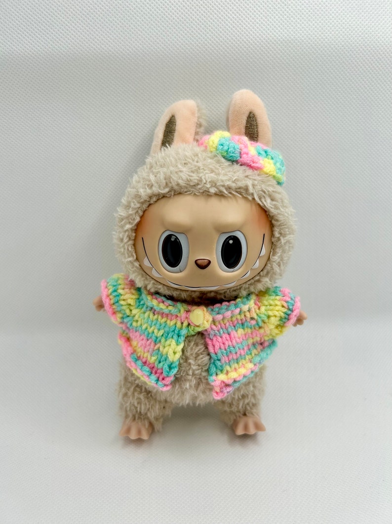 Labubu outfits Cozy Knitted Plush Set – Technicolor/Tutti Fruiti/Festa/Purple Haze/Red/Lavender/Light Peach (No Doll Included)