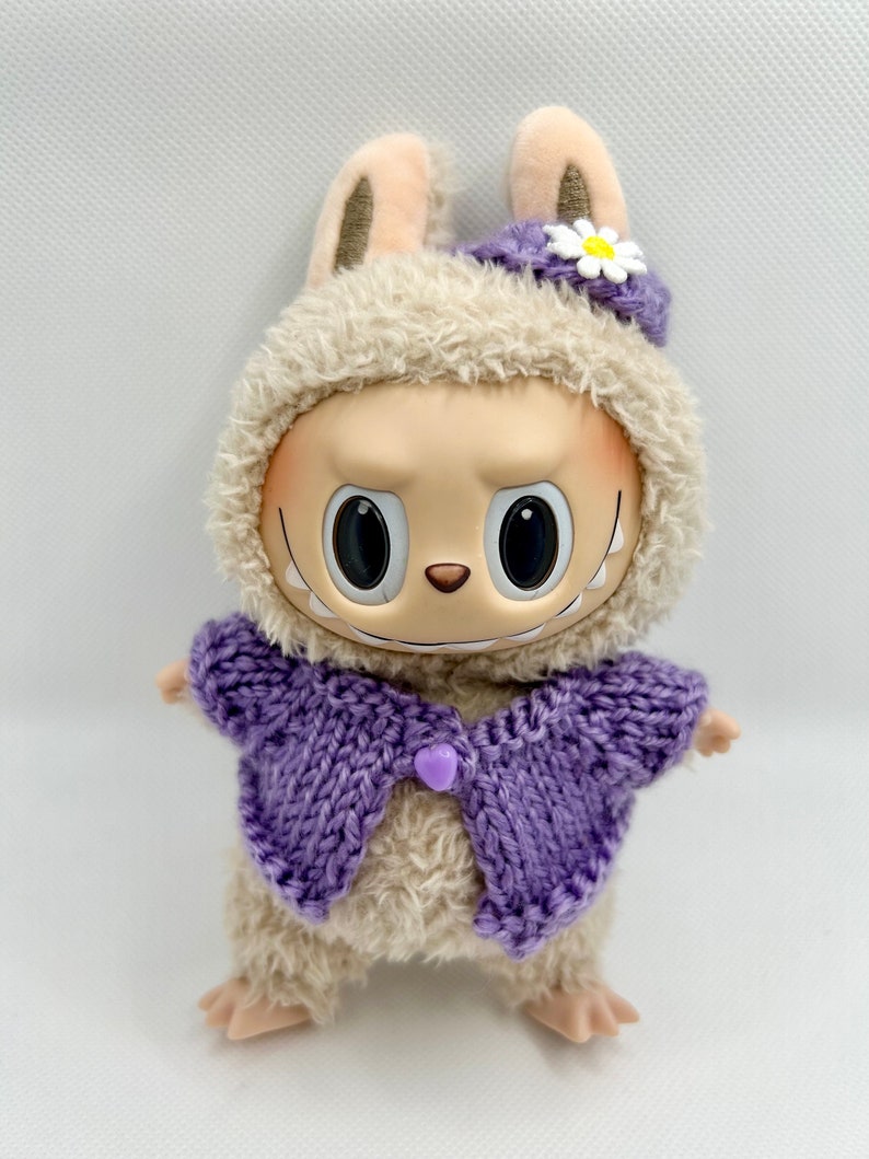 Labubu outfits Cozy Knitted Plush Set – Technicolor/Tutti Fruiti/Festa/Purple Haze/Red/Lavender/Light Peach (No Doll Included)