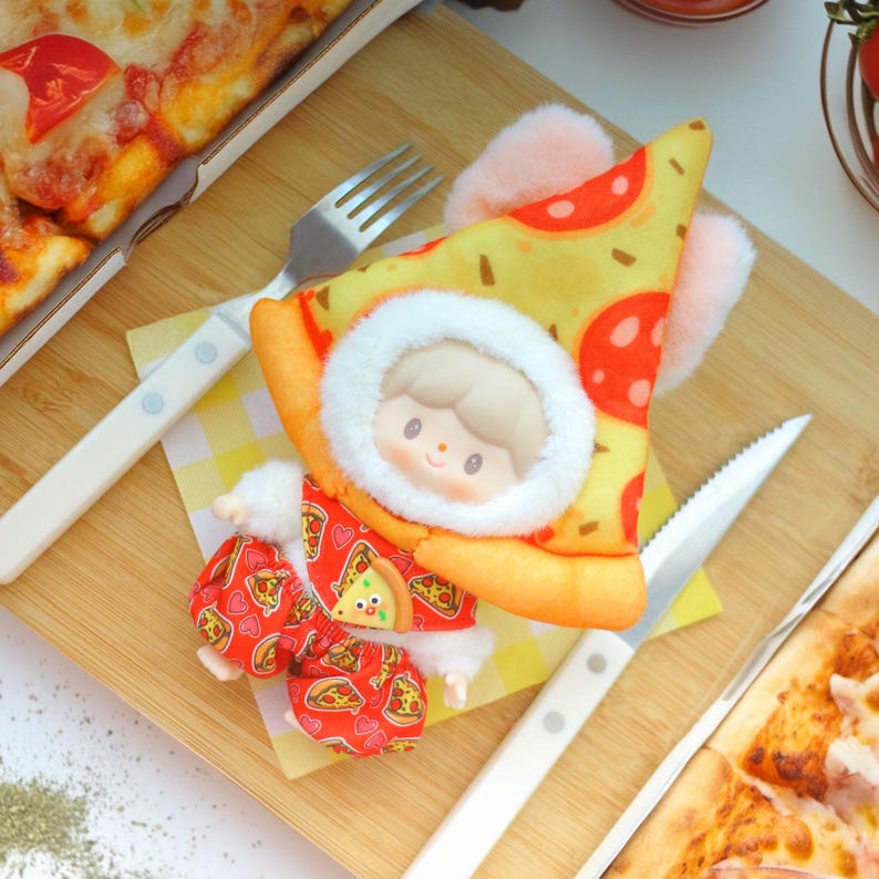 Labubu outfits Fun Pizza Party Set – Hat, Pants & Scarf (No Doll Included)
