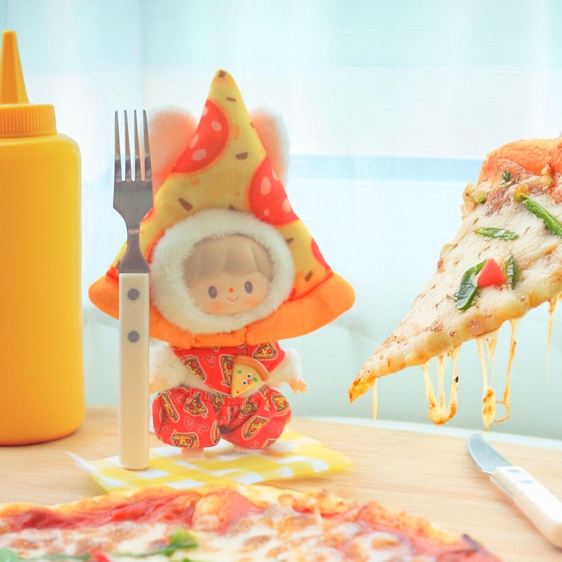 Labubu outfits Fun Pizza Party Set – Hat, Pants & Scarf (No Doll Included)