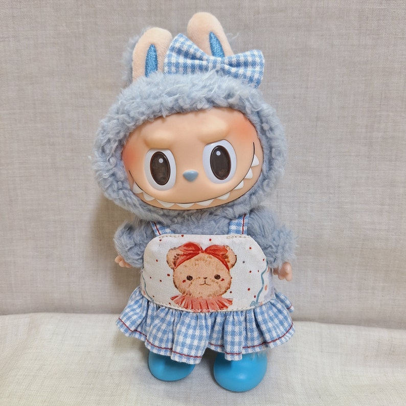Labubu outfits Gingham Bunny Bear Picnic Outfit (No Doll Included)