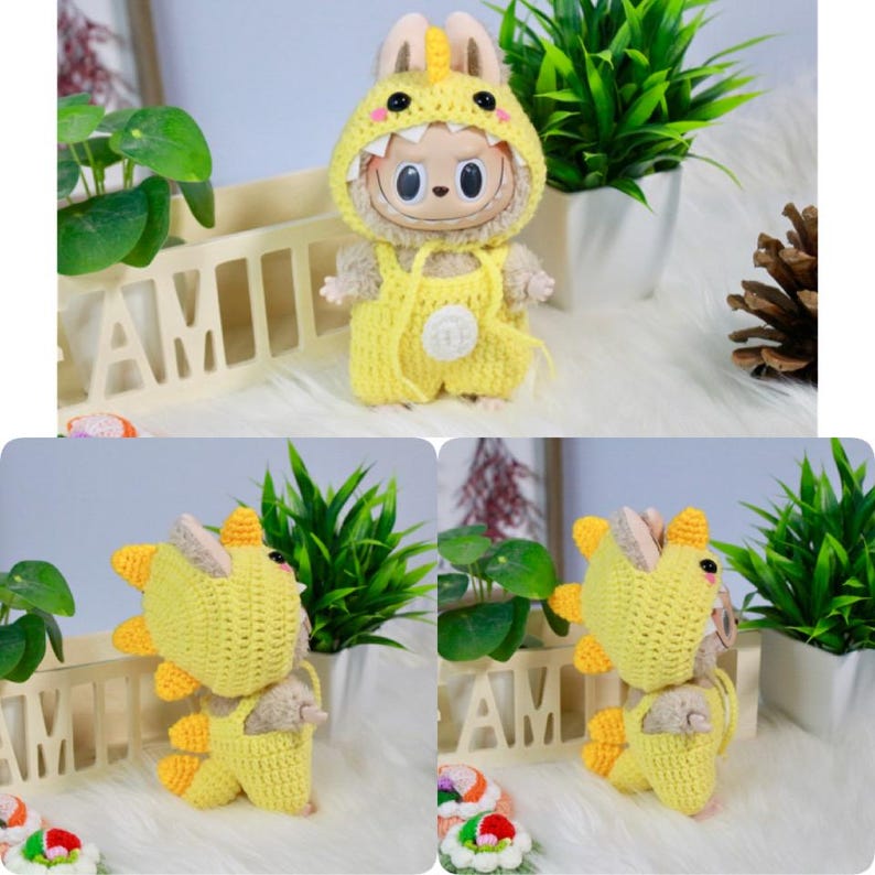 Labubu outfits Animal Plush Romper Series – Chick / Bear / Dino / Duck & More (No Doll Included)