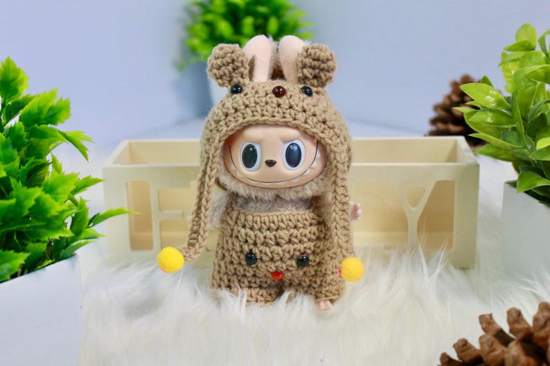 Labubu outfits Animal Plush Romper Series – Chick / Bear / Dino / Duck & More (No Doll Included)