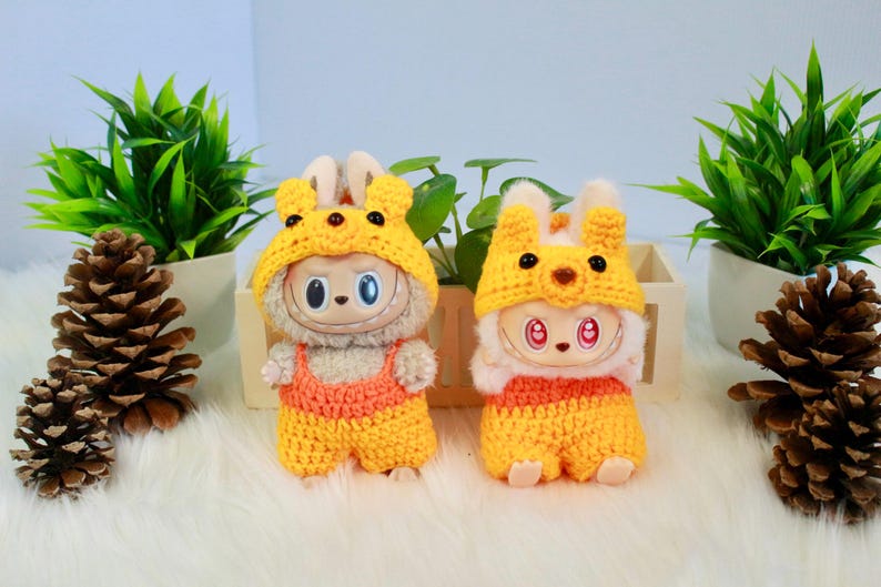 Labubu outfits Animal Plush Romper Series – Chick / Bear / Dino / Duck & More (No Doll Included)