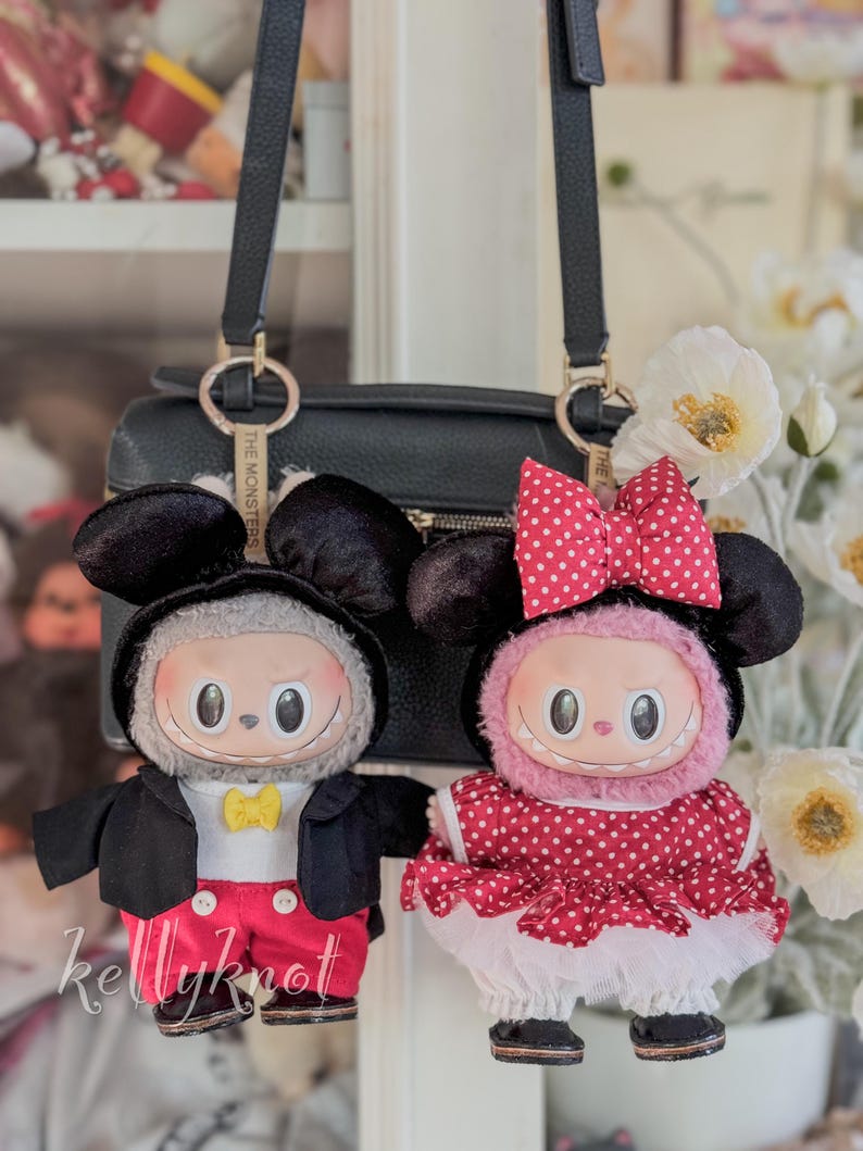 Labubu outfits Classic Cartoon Couple Set – Polka Dot & Tuxedo Styles (No Doll Included)