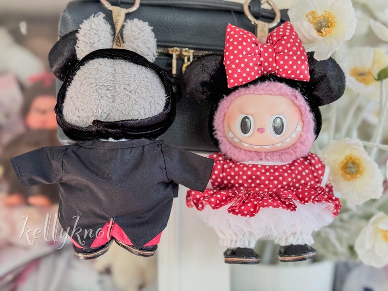 Labubu outfits Classic Cartoon Couple Set – Polka Dot & Tuxedo Styles (No Doll Included)
