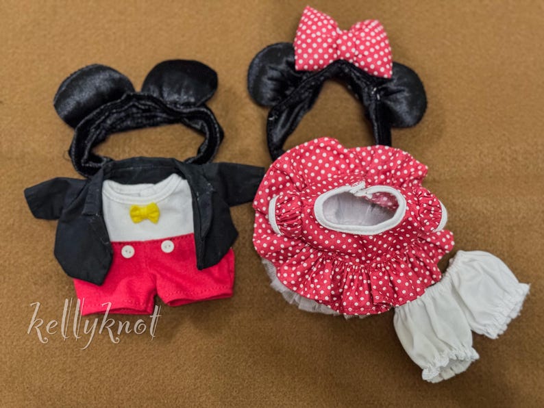 Labubu outfits Classic Cartoon Couple Set – Polka Dot & Tuxedo Styles (No Doll Included)