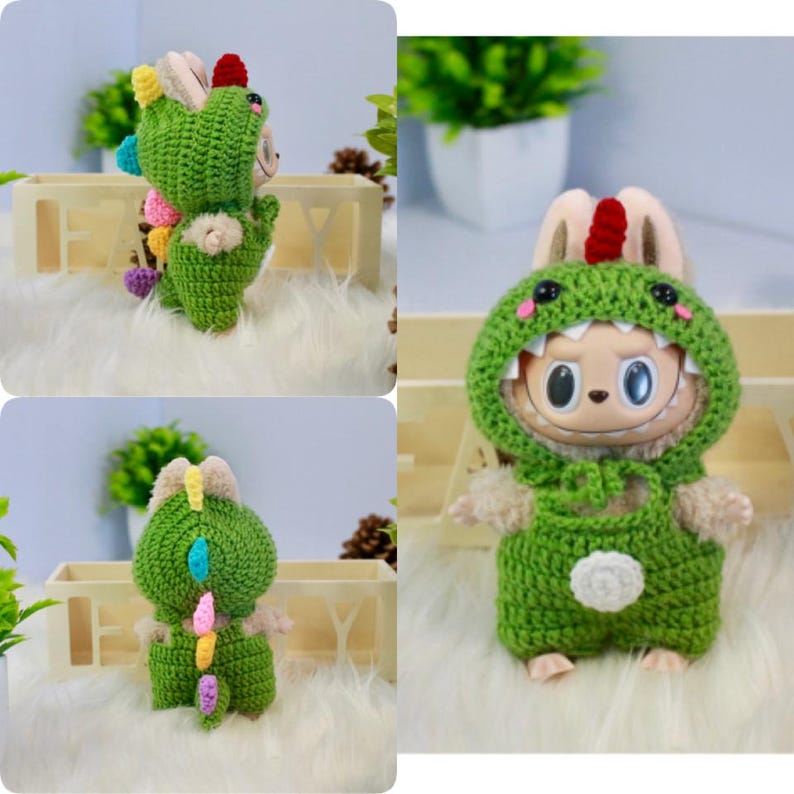 Labubu outfits Animal Plush Romper Series – Chick / Bear / Dino / Duck & More (No Doll Included)