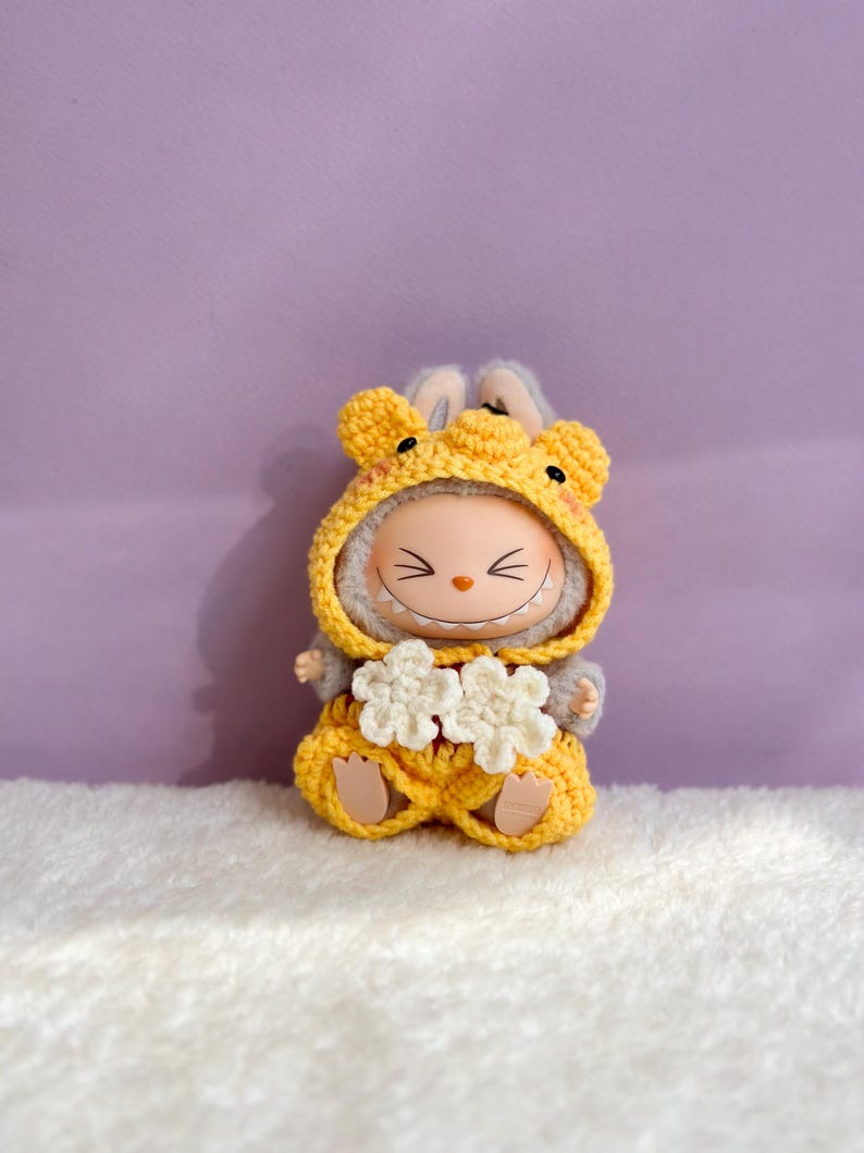 Labubu outfits Hand-Knit Giraffe Romper Set (No Doll Included)