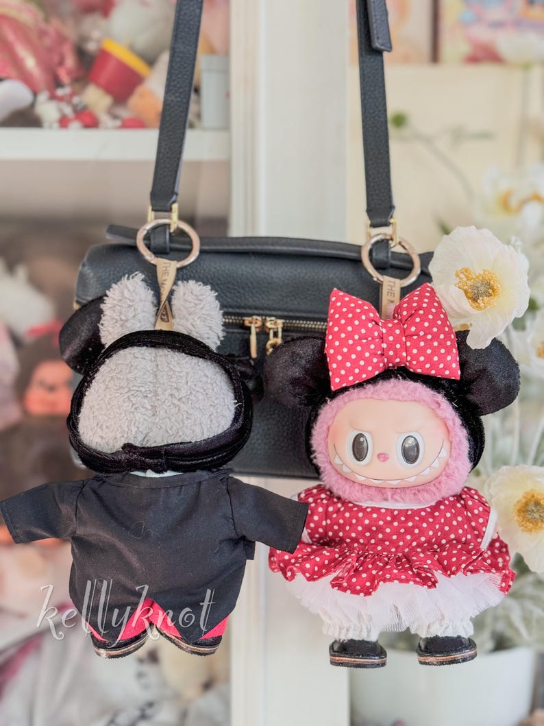 Labubu outfits Classic Cartoon Couple Set – Polka Dot & Tuxedo Styles (No Doll Included)