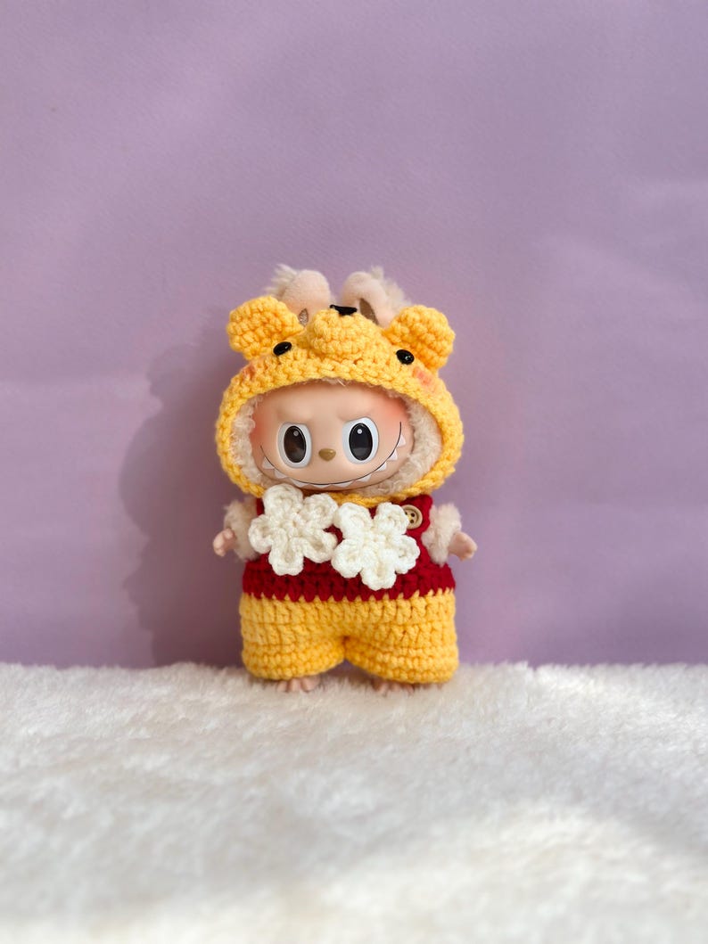 Labubu outfits Hand-Knit Giraffe Romper Set (No Doll Included)