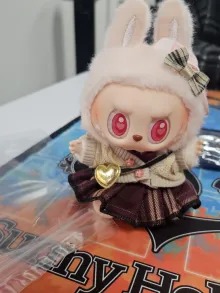 Labubu outfits Dark Cherry Bunny Set (No Doll Included)