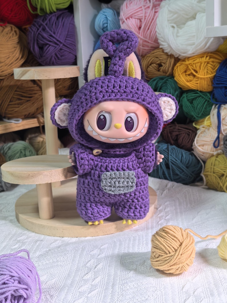 Labubu outfits Hand-Crocheted Color Squad Costume Set – Red / Yellow / Green / Purple (No Doll Included)