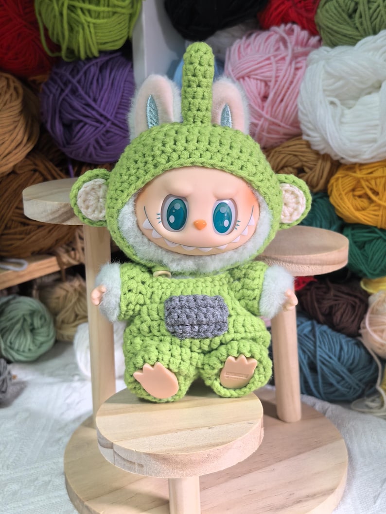 Labubu outfits Hand-Crocheted Color Squad Costume Set – Red / Yellow / Green / Purple (No Doll Included)