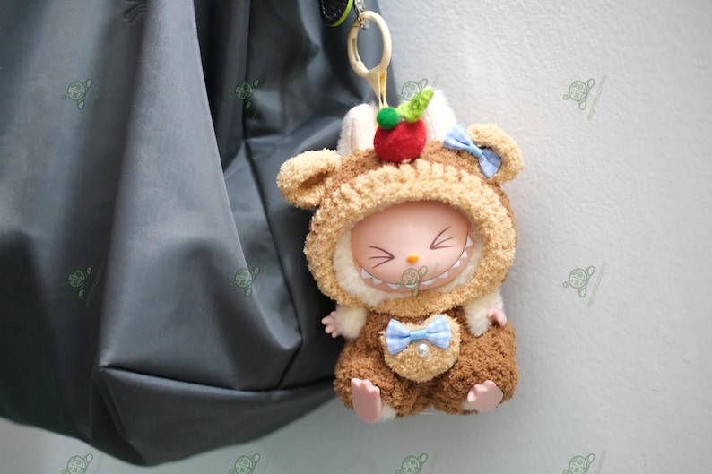 Labubu outfits Strawberry Bear Plush Suit with Carry Bag (No Doll Included)