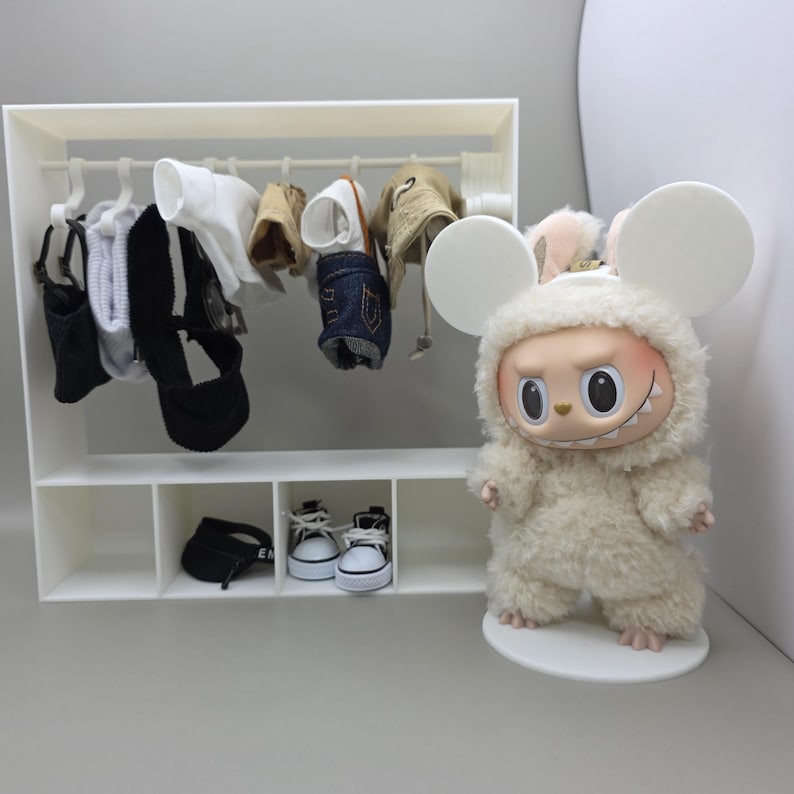 Labubu Outfits Wardrobe Closet with Hangers (No Doll Included)