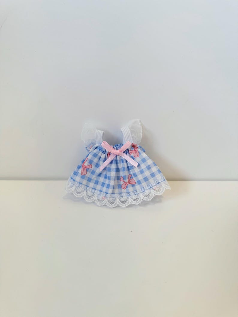 Labubu outfits Gingham Ribbon Dress Series (No Doll Included)  