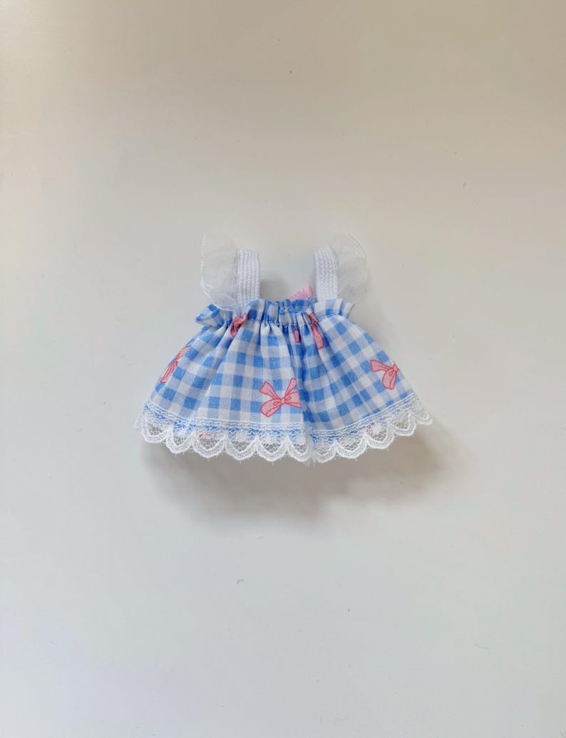 Labubu outfits Gingham Ribbon Dress Series (No Doll Included)  