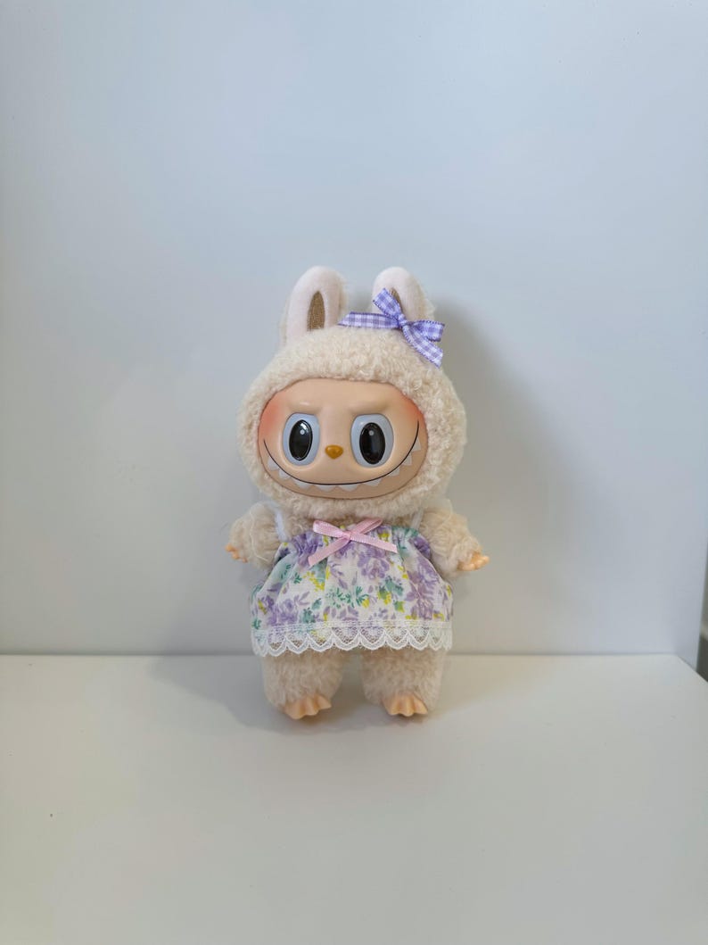 Labubu outfits Gingham Ribbon Dress Series (No Doll Included)  