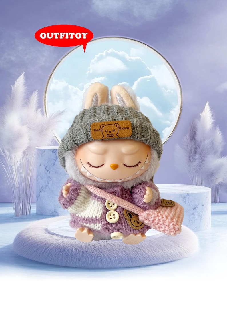 Labubu outfits Dreamy Winter Sleep Set – Purple / Blue Edition (No Doll Included)