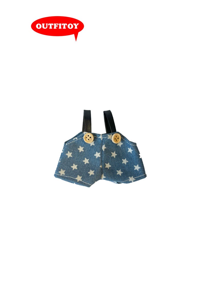 Labubu outfits Blossom Bunny Denim Romper (No Doll Included)