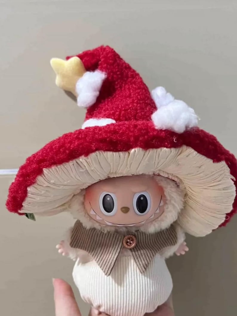 Labubu outfits Enchanted Toadstool Mushroom Set with Cape & Hat (No Doll Included)