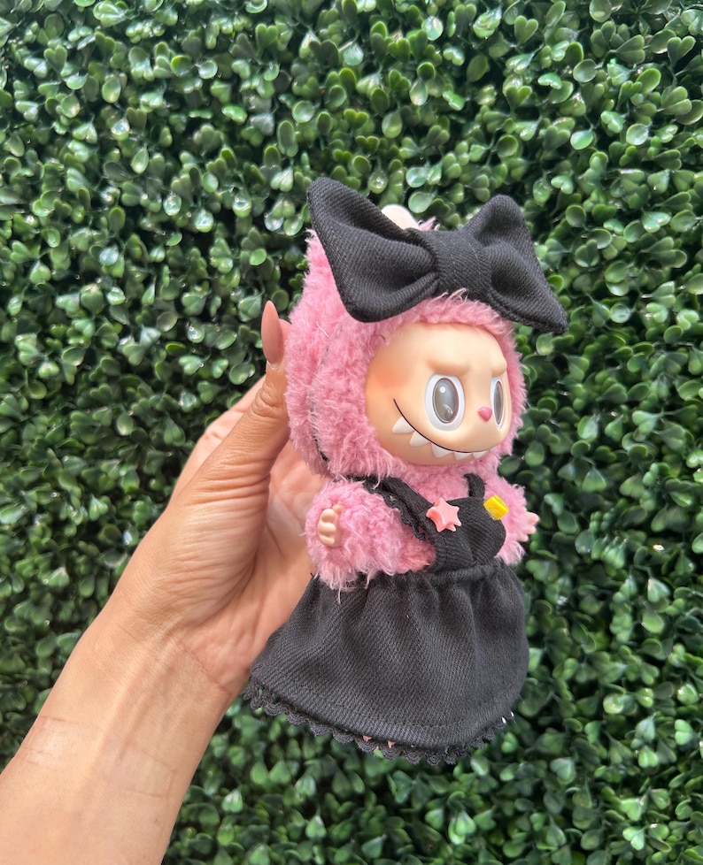 Labubu outfits Black Star Gothic Dress with Big Bow (No Doll Included)